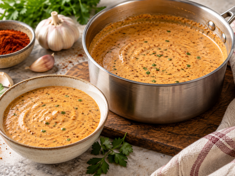 Silky creamy Cajun sauce with paprika, garlic and herb accents